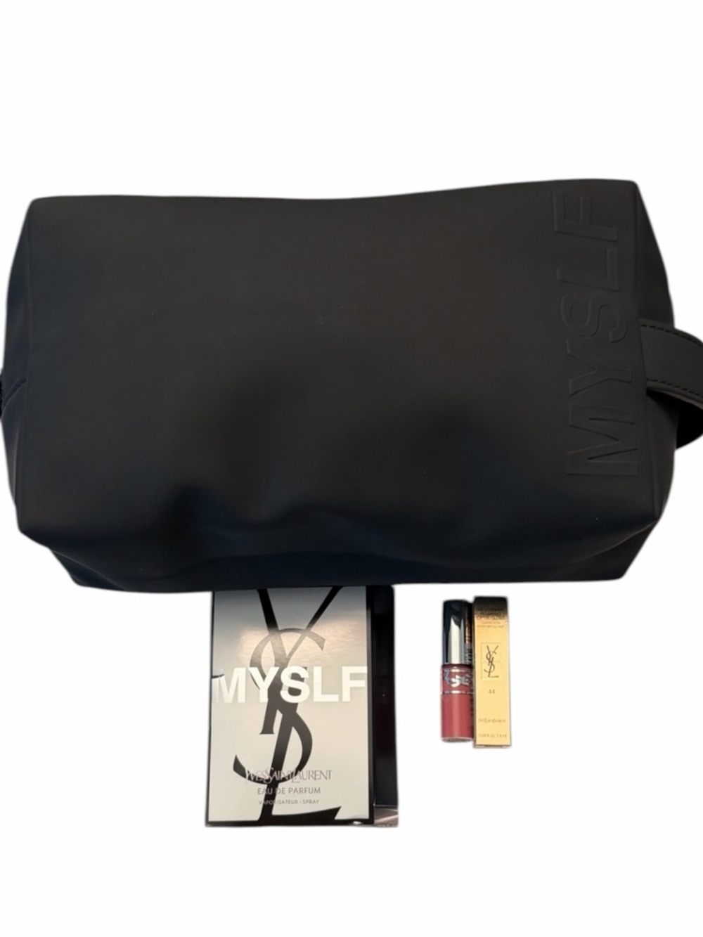 YSL MYSLF Travel Gift Set Cosmetic Bag + Lip Oil + Fragrance Sample NEW - Picture 1 of 13